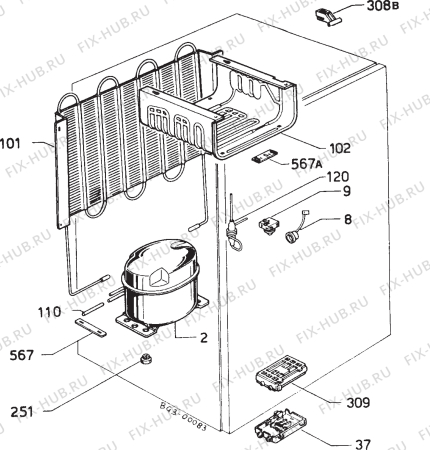 Взрыв-схема холодильника Zanussi ZP1140-1 - Схема узла Refrigerator cooling system